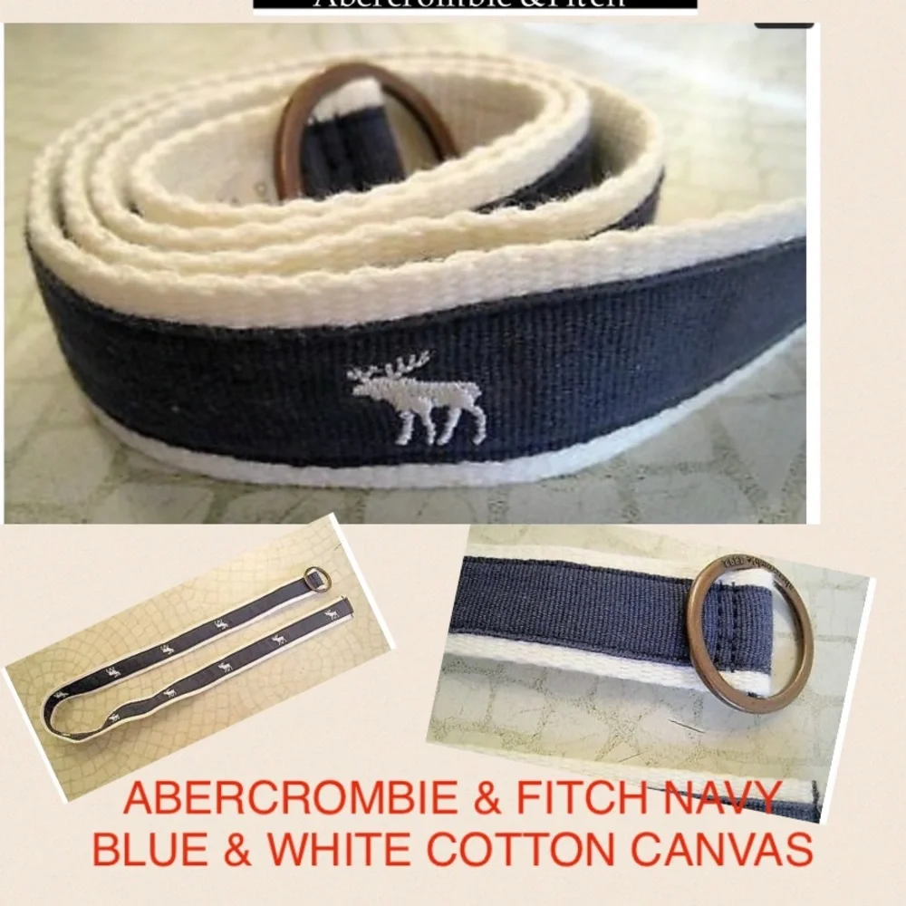 2-1 NEW Signature ABERCROMBIE & FITCH NAVY BLUE & WHITE COTTON-CANVAS